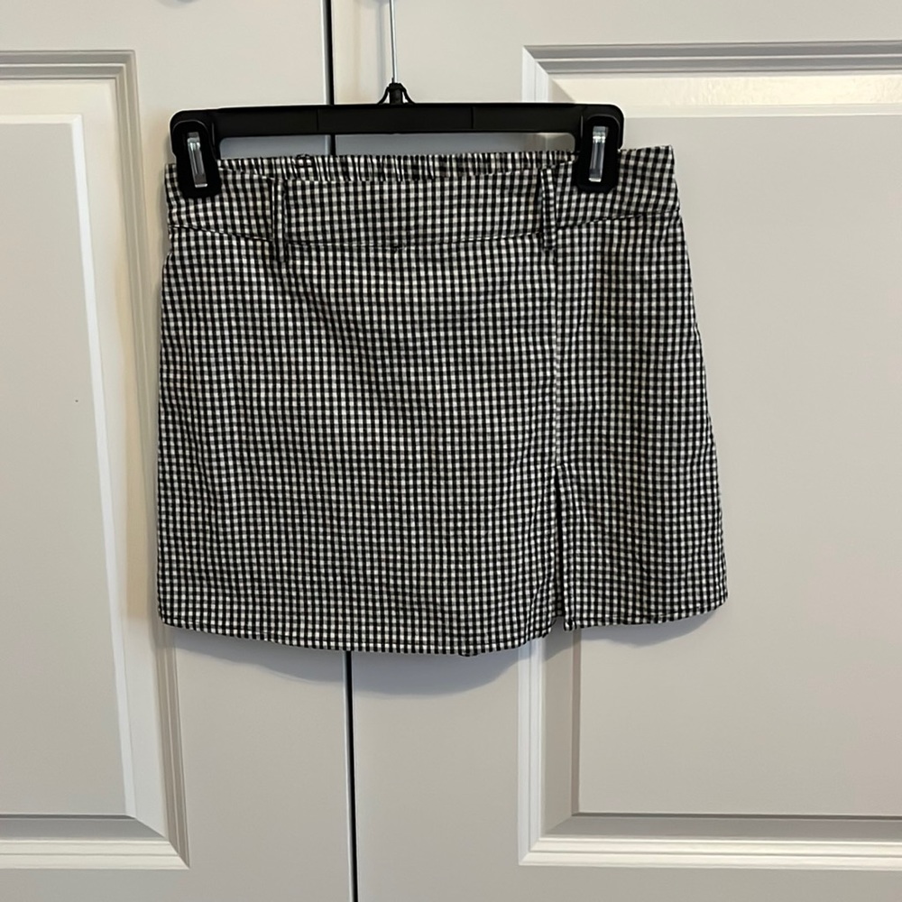 black and white gingham skort